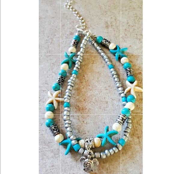 Tirqouise Turtle starfish anklet - Picture 2 of 2